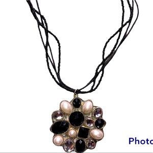 Black necklace elegant leather